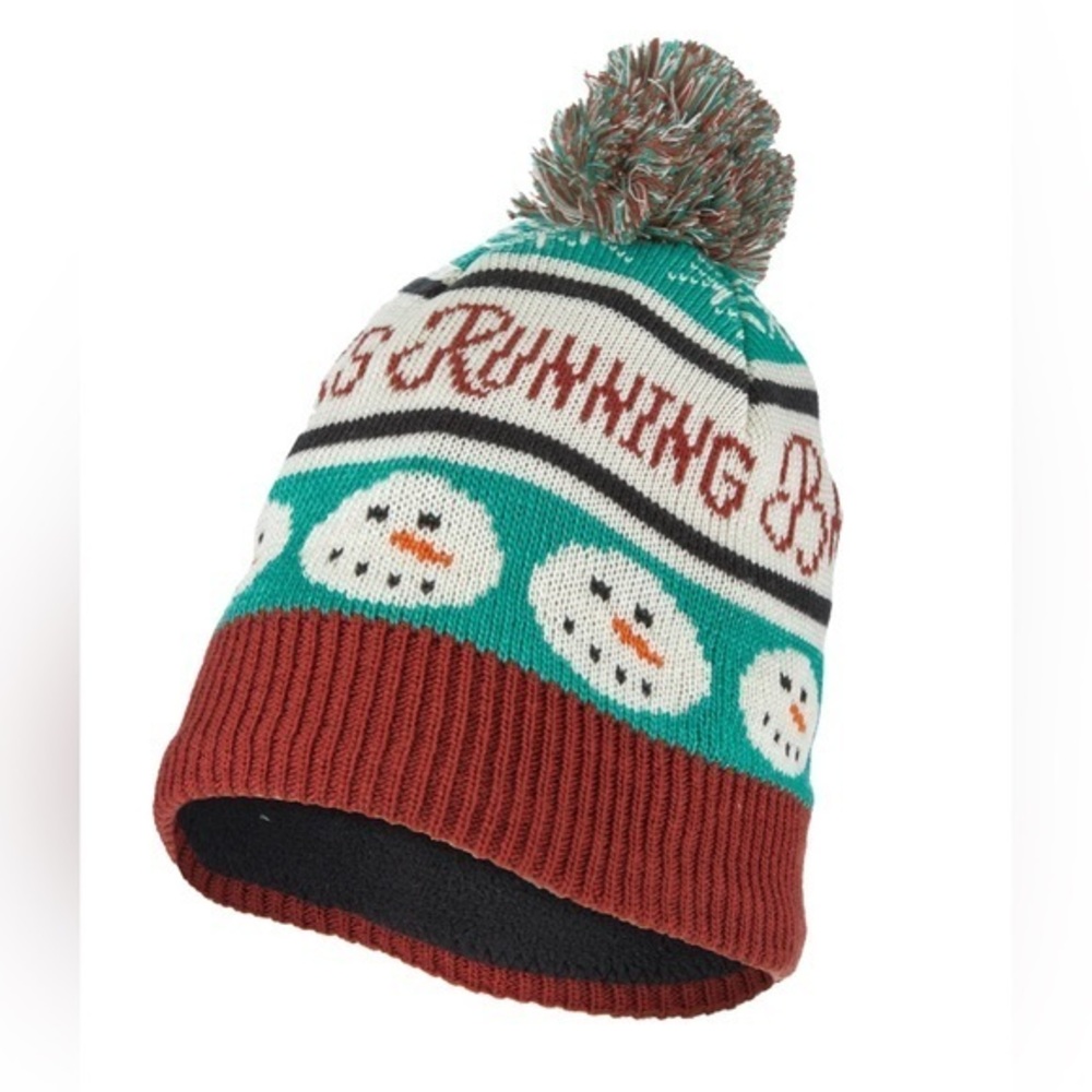 Brooks Run Merry Pom Beanie Snowman Holiday Winter Hat OS